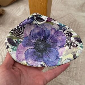 Hand Crafted purple flower Ring Trinket Dish